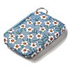 Flower Print Cotton Cloth Wallets with Alloy Zipper AJEW-B024-03A-2