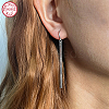 Rhodium Plated 925 Sterling Silver Dangle Hoop Earrings GX2586-2-2