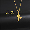 304 Stainless Steel Letter Pendant Necklaces & Stud Earrings Sets WG4BFDA-01-1