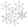 6Pcs 6 Styles Alloy & Glass Beaded Snowflake Multi-Strand Links PALLOY-SP00005-1