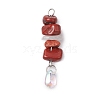 7Pcs Natural Quartz Crystal & Amethyst & Red Aventurine & Red Jasper & Red Agate & Green Aventurine & Lapis Lazuli & Synthetic Turquoise Chip Beaded Pendants PALLOY-JF03199-3