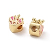 Heart with Crown Rack Plating Brass Enamel Beads KK-G512-05G-2