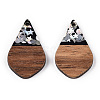 Opaque Resin & Walnut Wood Pendants RESI-N039-60C-3