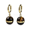 Ion Plating(IP) 304 Stainless Steel & Natural Tiger Eye Round Hoop Earrings for Women EJEW-K281-22G-1