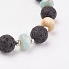 Natural Flower Amazonite & Lava Rock Stretch Bracelets X-BJEW-JB03071-05-2