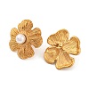 304 Stainless Steel with Plastic Imitation Pearl Stud Earrings for Women EJEW-Z057-11G-2