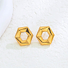 Stainless Steel Hollow Hexagon Stud Earrings FX5450-1