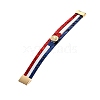 USA Flag Style Red Blue White Imitation Leather Cord Bracelets PW-WGC6737-01-5