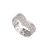 Non-Tarnish 304 Stainless Steel Crown Open Cuff Ring for Women RJEW-G285-04P-1