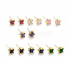 Cubic Zirconia Star Stud Earrings EJEW-G288-20G-1