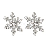 Snowflake Brass Micro Pave Cubic Zirconia Stud Earrings EJEW-G452-03P-4