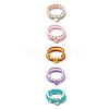 3Pcs 3 Style Natural Gemstone & Acrylic Word Love Beaded Stretch Bracelets Set with Alloy Enamel Heart Charms BJEW-JB08924-1