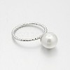 Brass Acrylic Pearl Finger Rings for Wedding Jewelry LS-RJEW-J061-P-2