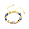 Evil Eye Resin Bead & Hamsa Hand Alloy Rhinestone Braided Beaded Bracelets for Girl Women BJEW-JB08740-02-3