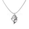 Rhodium Plated Summer Beach 925 Sterling Silver Micro Pave Clear Cubic Zirconia Cable Chain Conch Shell Pendant Necklaces NJEW-Q342-05P-1