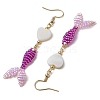 3 Pairs 3 Colors Glass & Shell Dangle Earrings EJEW-MZ00160-6