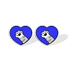 Acrylic Heart with Footprint Stud Earrings for Women PW-WGFA095-08-1