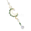 Natural Green Aventurine & Star Glass Beaded Suncatcher with Brass Sun Moon Charm HJEW-JM05016-04-2
