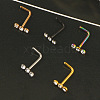 304 Stainless Steel Crystal Rhinestone 3 Flat Round L-Shaped Nose Rings WGC87C3-02-2