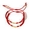 2pcs Bohemian Style Brass Round Beads Braided Bead Bracelets BG7605-2