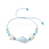 Adjustable Synthetical Turquoise & Porcelain & Natural Howlite Beaded Braided Bead Bracelets for Women BJEW-JB11707-2