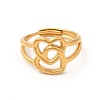 PVD Vacuum Plating 304 Stainless Steel Double Heart Adjustable Ring for Women RJEW-P081-02G-2