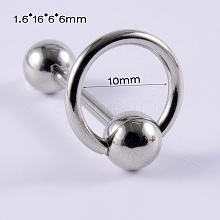 Circle Ring 304 Stainless Steel Straight Barbell 15 Gauge Piercing Tongue Rings for Women Men WG8A634-02