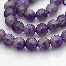 Natural Amethyst Round Beads Strands G-N0120-11A-8mm