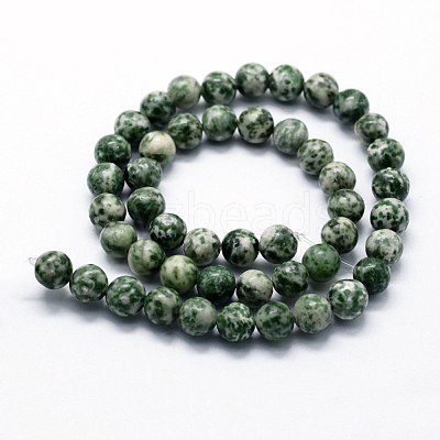Natural Green Spot Jasper Beads Strands G-I199-30-12mm-1