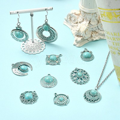 20Pcs 10 Styles Bohemia Styles Alloy & Acrylic Pendants FIND-CJ0005-70-1