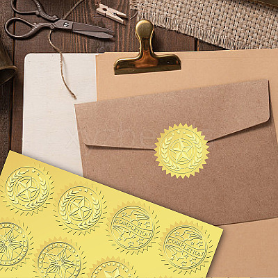 6 Patterns Aluminium-foil Paper Adhesive Embossed Stickers DIY-WH0451-011-1