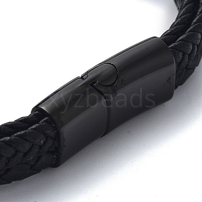 Men's Black PU Leather Cord Multi-Strand Bracelets BJEW-K243-63AS-1