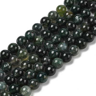 Natural Moss Agate Beads Strands G-A248-A02-01-1