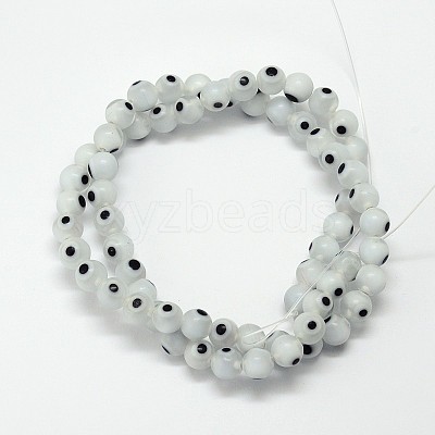 Handmade Evil Eye Lampwork Round Bead Strands LAMP-L055-4mm-13-1