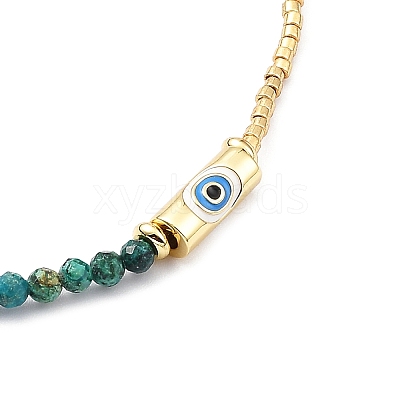Adjustable Miyuki Seed & Natural African Turquoise & Brass Evil Eye Beaded Necklaces NJEW-O127-03-1