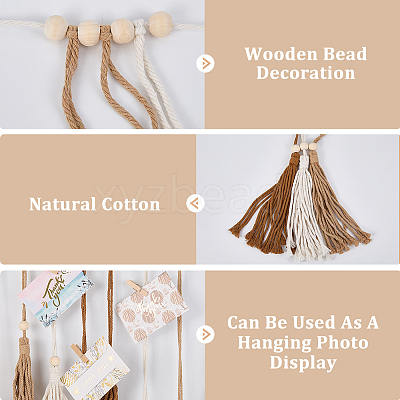 Bohemian Hand-woven Cotton Rope Tassel with Wood Beads Wall Hanging Ornaments FIND-WH20019-136A-03-1