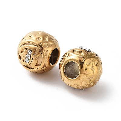 Ion Plating(IP) 304 Stainless Steel Rhinestone European Beads STAS-A092-10R-G-1