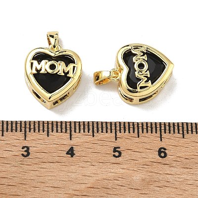 Mother's Day Brass Glass Pendants KK-D235-04G-1
