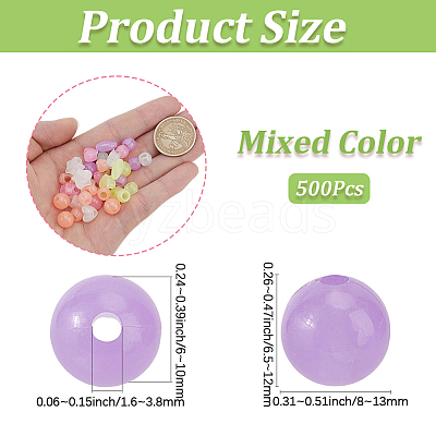 500Pcs Luminous Transparent Acrylic Beads LACR-PA0001-03-1