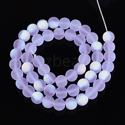 Frosted Transparent Glass Beads Strands GLAA-T032-T8mm-MBB01-1