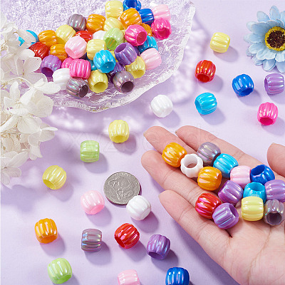 100Pcs Pearlized UV Plating Opaque Acrylic European Beads SACR-TA0001-77C-1