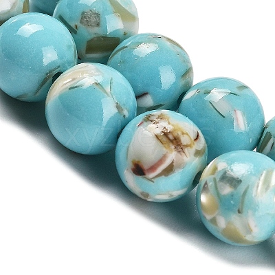 Assembled Synthetic Stone and Trochus Shell Beads Strands G-B128-08C-06-1