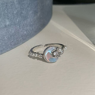 Alloy & Rhinestone & Resin Cuff Open Rings WG8EC2A-01-1