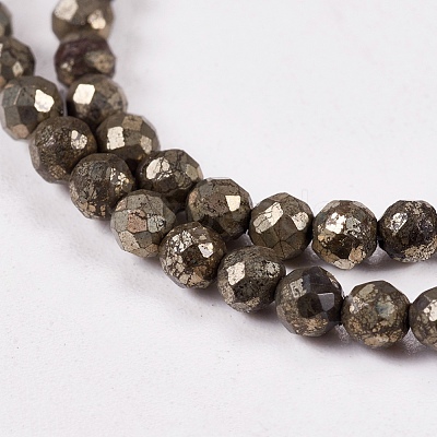 Natural Pyrite Beads Strands G-L031-3mm-03-1