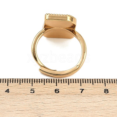 Rectangle Brass Adjustable Ring Components KK-Z122-20G-1