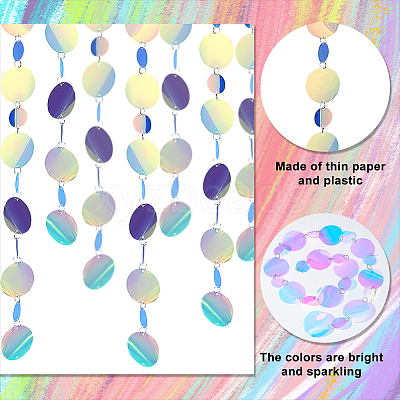 Irridescent PVC Glitter Circle Dots Garland LS-HJEW-WH0036-37-1