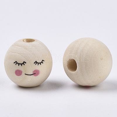 Natural Wood European Beads X-WOOD-S055-17-1