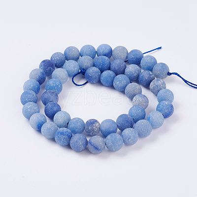 Dyed & Heated Natural Blue Aventurine Beads Strands G-J376-31-8mm-1