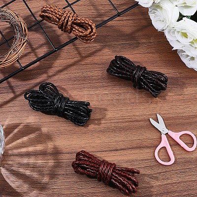 8M 4 Colors Round PU Leather Braided Cord OCOR-CL0001-20-1