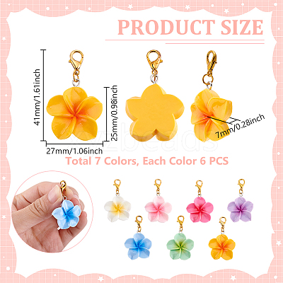 42Pcs 7 Colors Resin Flower Pendant Decorations HJEW-GA0001-57-1